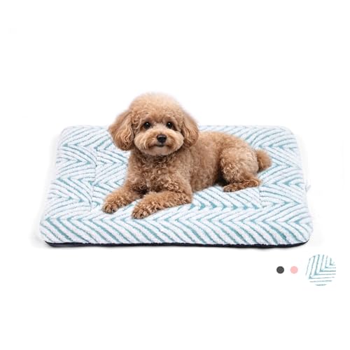 Dog Crate Pad Washable Cat Dog Bed for Crate Flat Pet Kennel Mat (24''L x 18''W x 1.5''Th / V: Chevron Blue)