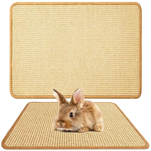 1PCS Rabbit Scratch Mat Natural Bunny Scratching Pad Claws and Teeth Care Rabbit Mats for Cages Rabbit Chew Toys for Bunny Pet Cage Bedding for Biting Sleeping Nesting (24"x16")