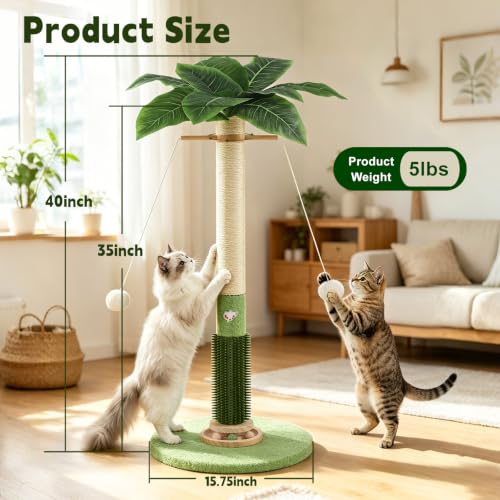 40'' Tall Sisal Cat Scratching Post (White Sisal)