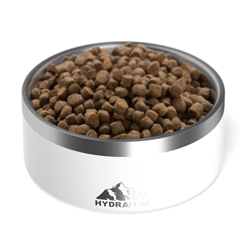 Dog Bowl, Non-Slip Stainless Steel Water and Food Dish, 4 Cup (White) (White / 4 Cup)
