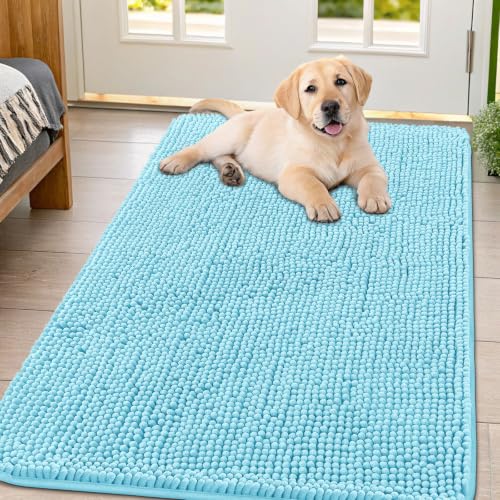 Dog Door Mat for Muddy Paws 54x32 (Sky Blue / 54"X32")