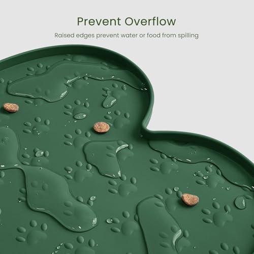 Dog Food Mat Anti (19.4" x 9.8"-2PCS / Hunter Green)