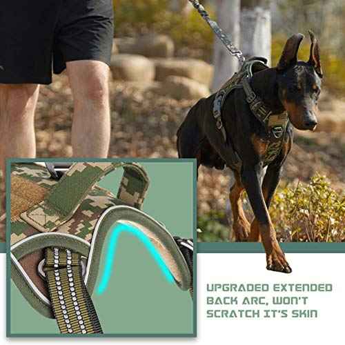 Tactical Dog Harness for Large Dogs No Pull (Forest Camo / XL(Neck:22-31", Chest:23-42"))
