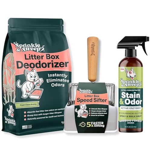 Litter Box Deodorizer Bundle (1 Bag + Speed Sifter + Spray)
