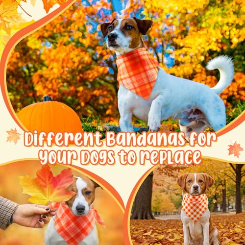 50 Pcs Fall Plaid Dog Bandanas Bulk (Fall Plaid / 25.6 x 17.7 x 17.7")
