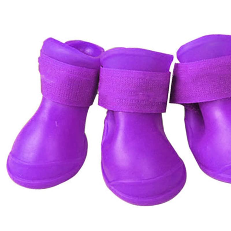 4Pcs Silicone Dog Boots (S / Purple)