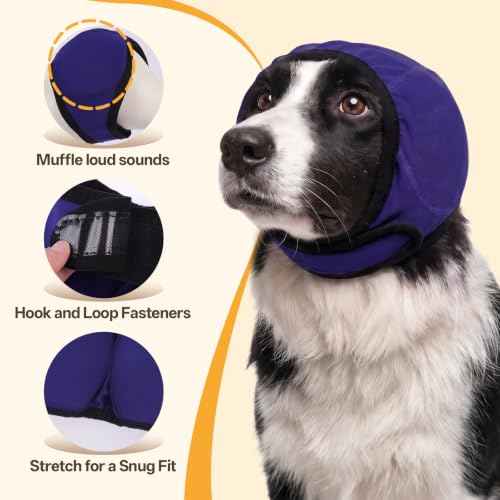 Dog Ear Wraps for Fireworks Storm Noise Blocking Ear Care (Blue / L)