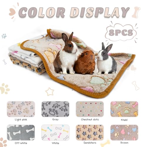 8 Pack Guinea Pigs Fleece Blankets (30x20 Inch /8 Packs / Dark Color)