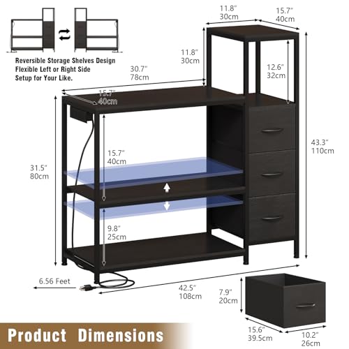 20 29 Gallon Aquarium Stand with Drawers & Power Outlet (Black)