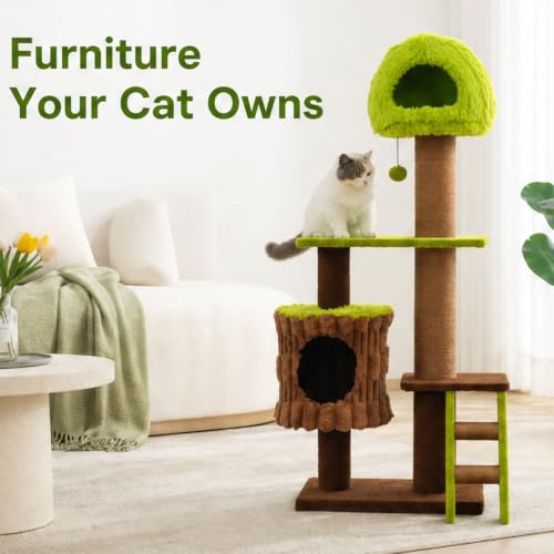 60in Heavy‑Duty Forest Cat Tree for Indoor Cats (Green / 60 inches)