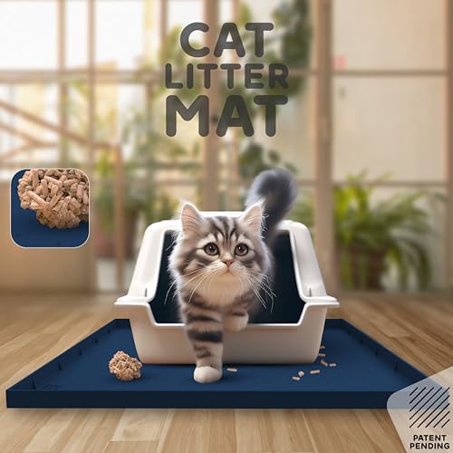 32x24x1” XL Dog Food Mat (32"L x 24"W / Navy)