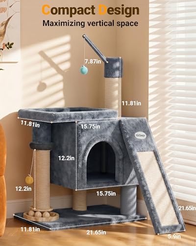 Eco Wood Cat Tree Tower (Mist Blue)