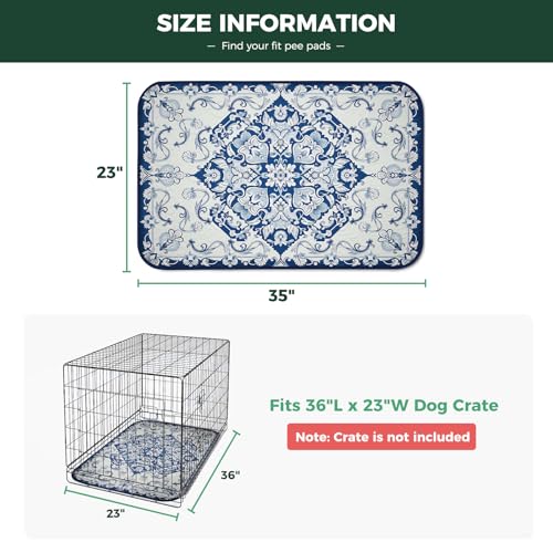 Washable Pee Pads for Dogs (Mandala Blue / 23" x 35" (2 Packs))
