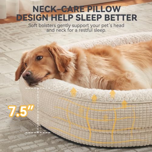 Orthopedic Dog Bed for Extra Large Dogs (Beige / 45"l X 32"w X 7.5"th)