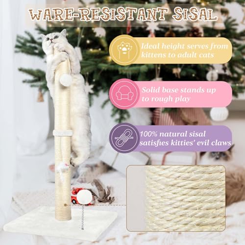 32" Tall Sisal Cat Scratching Posts Tree for Indoor Cats Adults