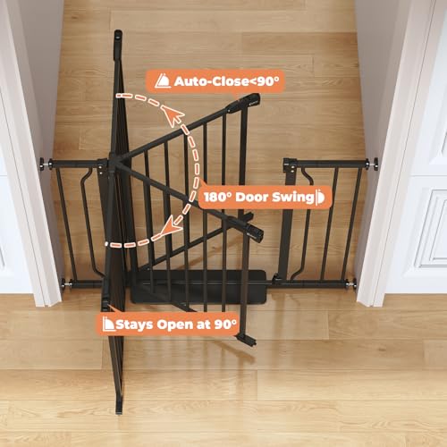 34" Tall Baby Gate No Drilling (Black / 29-51"Wide, 34"Tall)