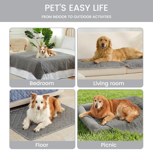 Deluxe Leakproof Cooling Blanket for Large Dogs Q (Heather Charcoal Grey / 60*80)
