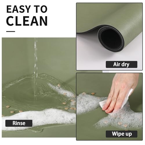 Dog Food Mat Absorbent Cat Mat for Food and Water (Green / 28"L x 18"W)