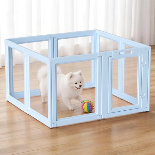 DIY Clear Acrylic Dog Playpen House (Sky Blue / 23.6"H)