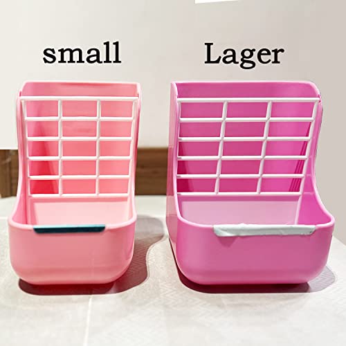 Rabbit Hay Food Bin Feeder and Bunny Water Bottle Set (PINK / Large)