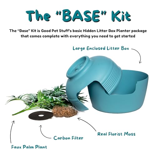 Original Hidden Litter Box Planter (Palm Plant / Base Kit / Coastal Blue)