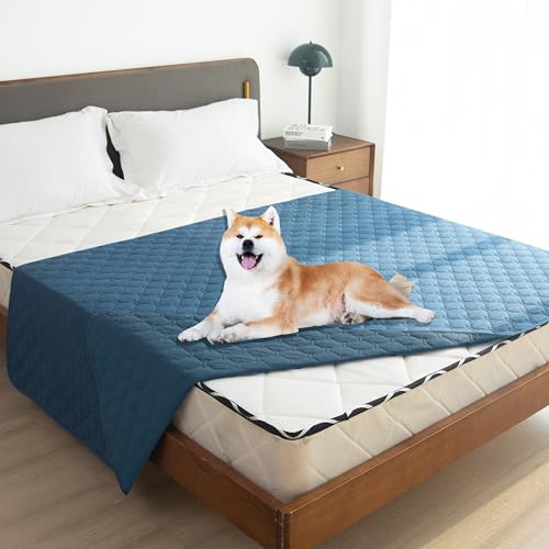 Waterproof Pet Blanket for Bed (52x82 Inch (Pack of 1) / Dark Blue)