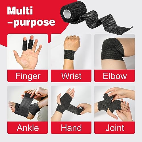 40 Pack Self Adhesive Bandage Wrap Black (Black / 2IN - 40Pack)