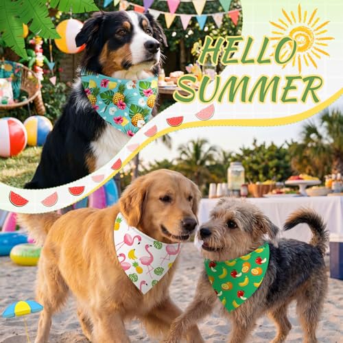 50 Pcs Summer Hawaiian Dog Bandanas Bulk (Summer / 31.5 x 21.7 x 21.7")