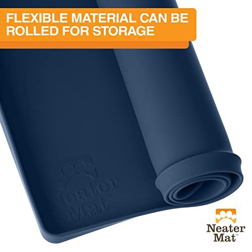 Neater Mat Pet Mats for Food and Water (32"L x 24"W / Dark Blue)
