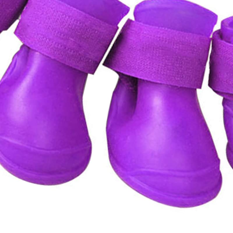 4Pcs Silicone Dog Boots (M / Purple)