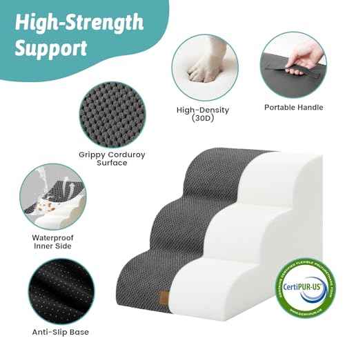Dog Stair for Small Dog 15.7" H (Deep Grey / Standard:15.7"x22.4"x15.7")