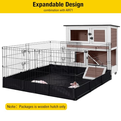 Wooden Rabbit Hutch Indoor Outdoor Rabbit Cage with Two Removable Trays Bunny Cage on Wheels Pet House Guinea Pig Cage 2 Story