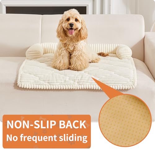 Dog Couch Bed for Large Dogs (Off white / X-Large(47.24"L X 37.4"W X 6.3"Th))