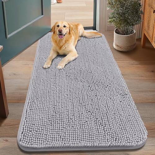 Dog Door Mat for Muddy Paws 48x30 (Light Grey / 48"X30")