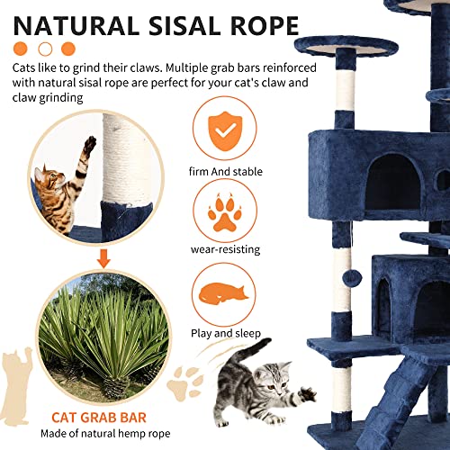 54" Cat Tree Tower (54in / Navy Blue)