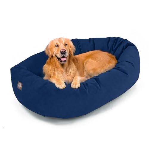 Suede Shredded Memory Foam Mix Calming Dog Bed Washable (Navy)