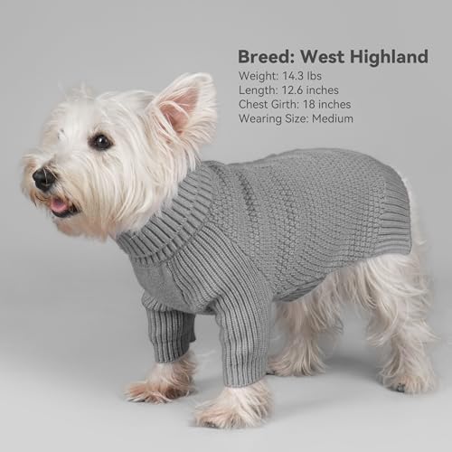 Dog Sweater Long Sleeve Warm Knit Sweaters for Large Dogs Boy Girl (Grey / XXX-Large)