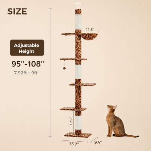 Floor to Ceiling Cat Tree (Leopard / Free Stand)