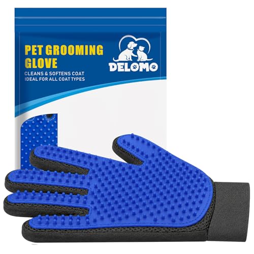 Pet Hair Removal Glove with 255 Silicone Tips for Dogs & Cats (Blue)