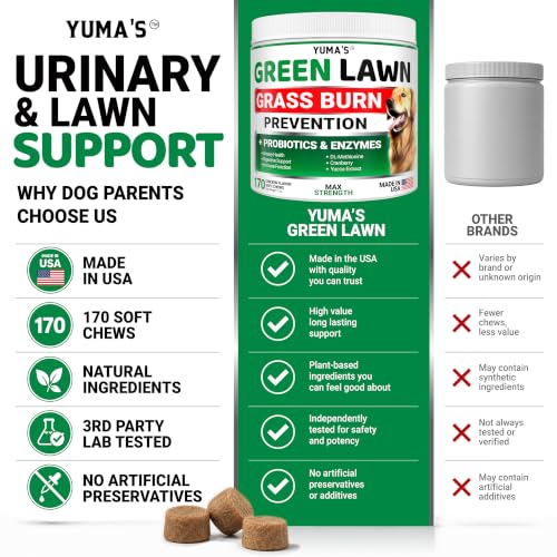 Dog Urine Neutralizer for Lawn (Green Lawn + Probiotic / 170 Chews)