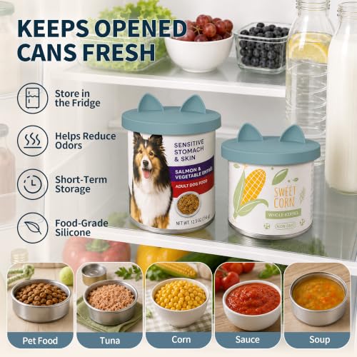 3-in-1 Dog Food Can Lids, Cat Food Can Covers, 2pcs, Light Blue (Light Blue)