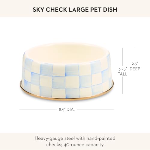 Enamel Pet Dish (Sky Check / Large)
