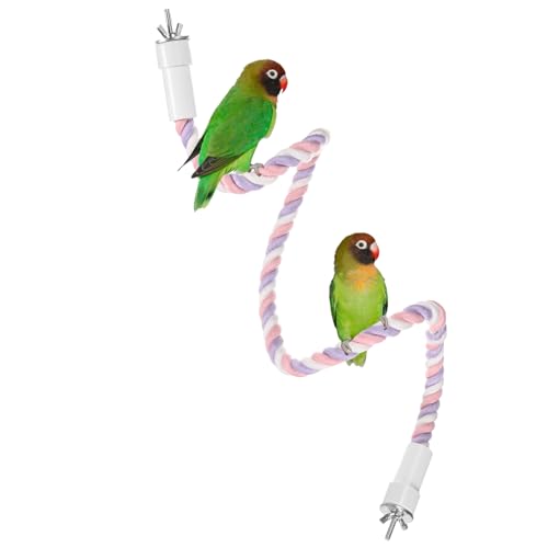 1 Pack Rope Perches for Bird Cages (Pink Purple)