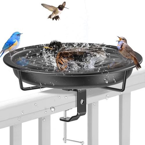Deck Mounted Bird Bath for Outside (Black)