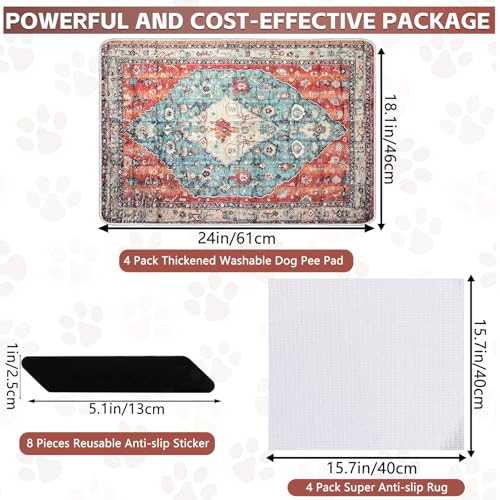 Washable Thickened Pee Pads for Dogs (18" x 24" (4 Pack, Thickened) / Red-2)