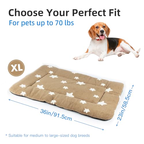Dog Crate Pad Washable Dog Bed for Crate Flat Cat Pet Kennel Mat (36''L x 23''W x 1.5''Th / Brown)