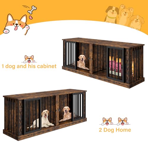 86.6" Double Dog Crate Furniture as TV Stand (Retro / 86.6"L x 23.6"W x 31.5"H)