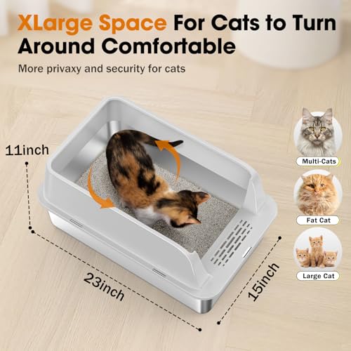 2PACK Stainless Steel Litter Box (Silver Grey / XL)