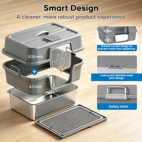 Stainless Steel Cat Litter Box with Lid (Slate)