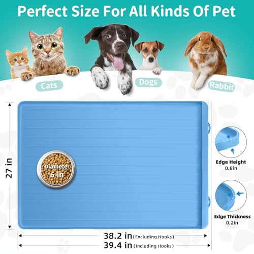 Pet Mats for Food and Water (Blue / 39.4"L x 27"W)